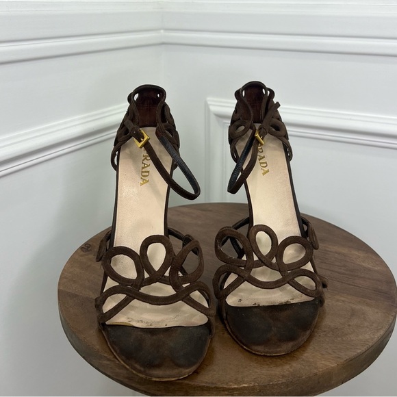 PRADA Vintage Suede Cutout Heels Size EU 39.5 - Picture 2 of 7